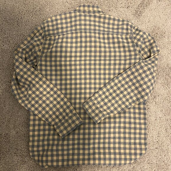 Gap 1969 Men's Plaid Flannel Shirt - Blue & Beige Check, Size Large (Neck 37/16) - Picture 6 of 6